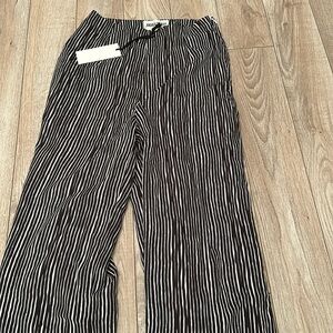 Andrea Iyamah Black and White Vertical Stripe Wide-Leg Pants